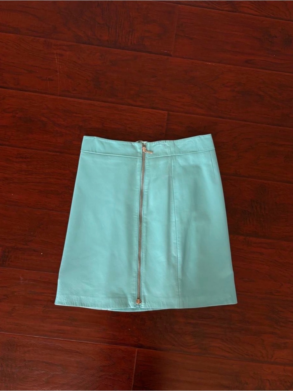 Vintage Caché Turquoise 100% Leather Mini Skirt Size 0 Y2K